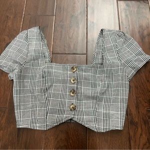 Cotton Candy plaid crop top.